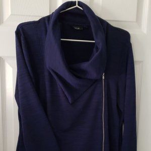 Unique! Lightweight Knit Top/Jacket with Cowl Neck and Off-Center Zip, Apt 9, L